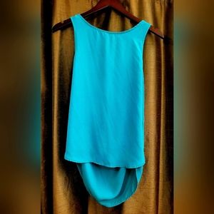 Aqua Blue Rayon Tank With Scoop Back M